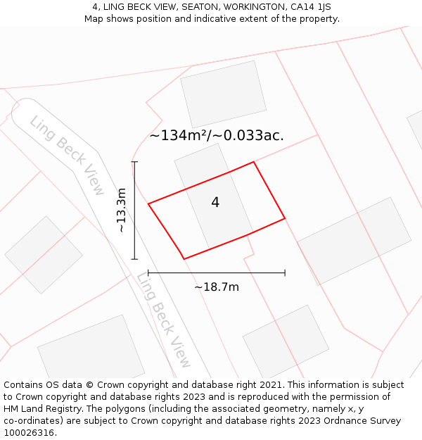 4, LING BECK VIEW, SEATON, WORKINGTON, CA14 1JS: Plot and title map