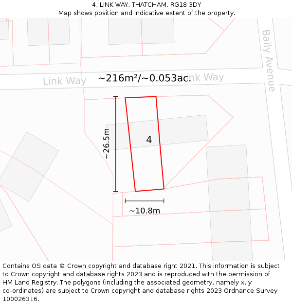 4, LINK WAY, THATCHAM, RG18 3DY: Plot and title map