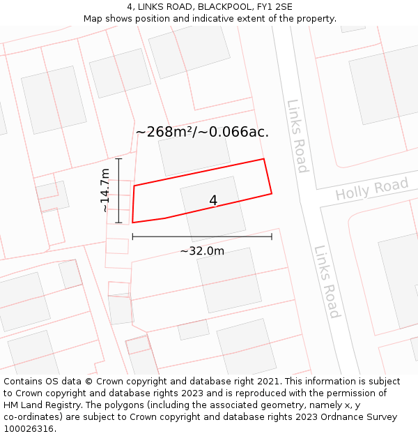 4, LINKS ROAD, BLACKPOOL, FY1 2SE: Plot and title map