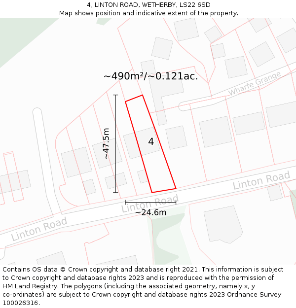 4, LINTON ROAD, WETHERBY, LS22 6SD: Plot and title map
