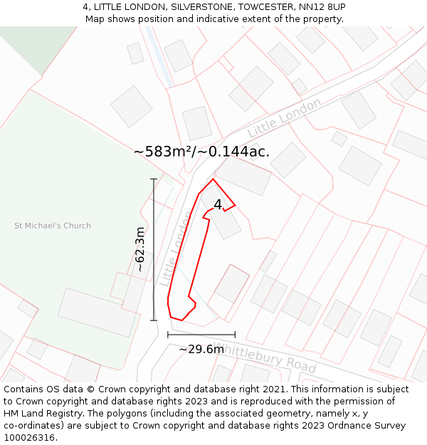 4, LITTLE LONDON, SILVERSTONE, TOWCESTER, NN12 8UP: Plot and title map