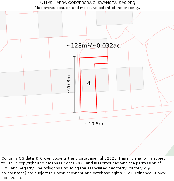 4, LLYS HARRY, GODRERGRAIG, SWANSEA, SA9 2EQ: Plot and title map