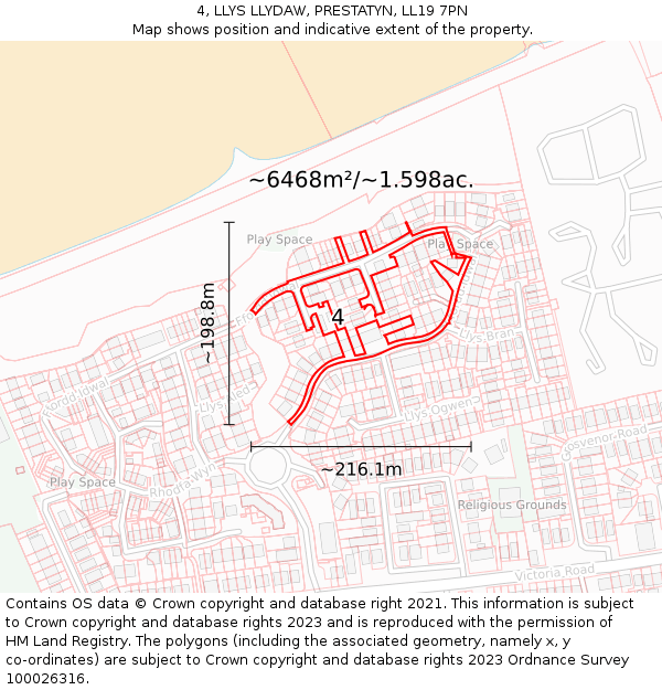 4, LLYS LLYDAW, PRESTATYN, LL19 7PN: Plot and title map