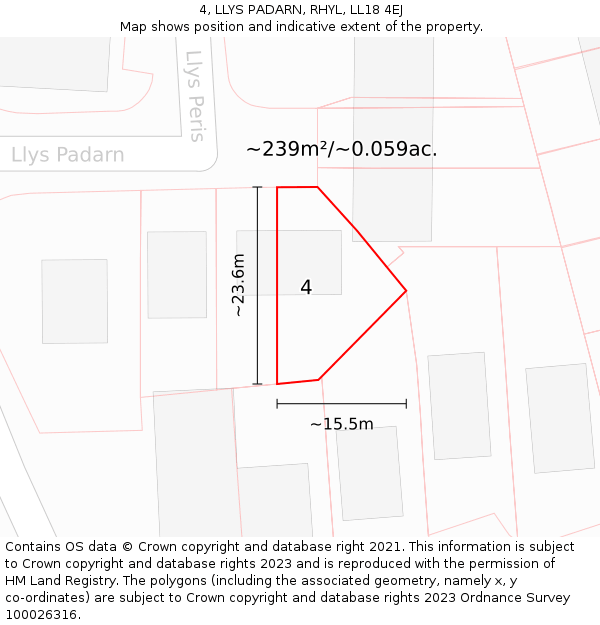 4, LLYS PADARN, RHYL, LL18 4EJ: Plot and title map