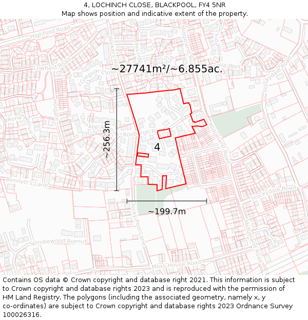 4, LOCHINCH CLOSE, BLACKPOOL, FY4 5NR: Plot and title map