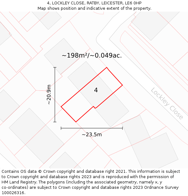 4, LOCKLEY CLOSE, RATBY, LEICESTER, LE6 0HP: Plot and title map