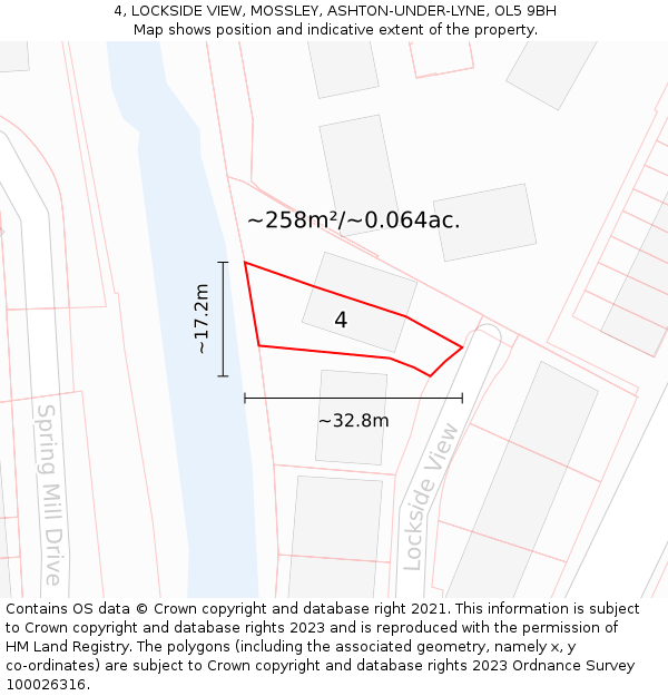 4, LOCKSIDE VIEW, MOSSLEY, ASHTON-UNDER-LYNE, OL5 9BH: Plot and title map