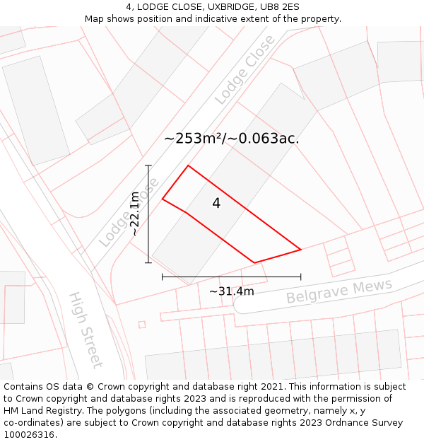 4, LODGE CLOSE, UXBRIDGE, UB8 2ES: Plot and title map