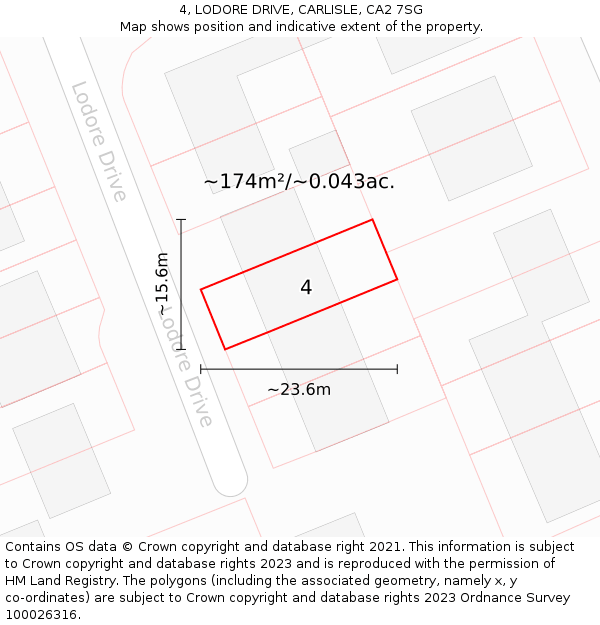 4, LODORE DRIVE, CARLISLE, CA2 7SG: Plot and title map