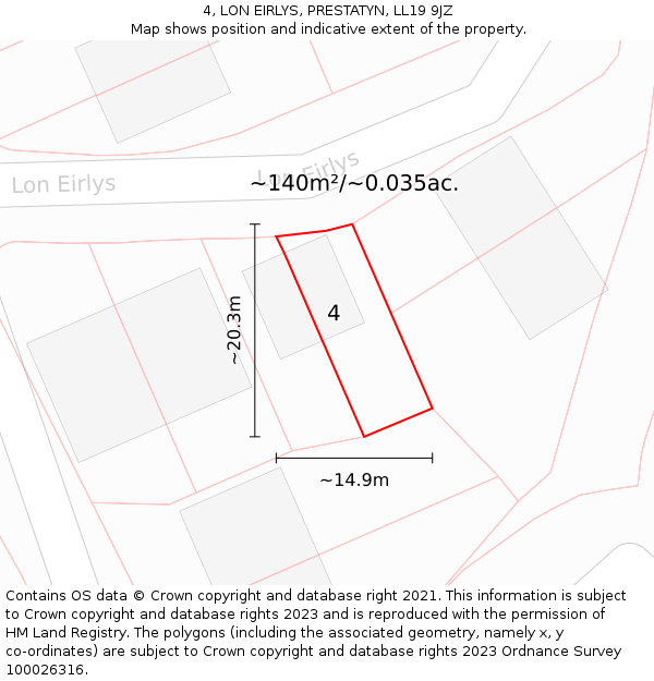 4, LON EIRLYS, PRESTATYN, LL19 9JZ: Plot and title map