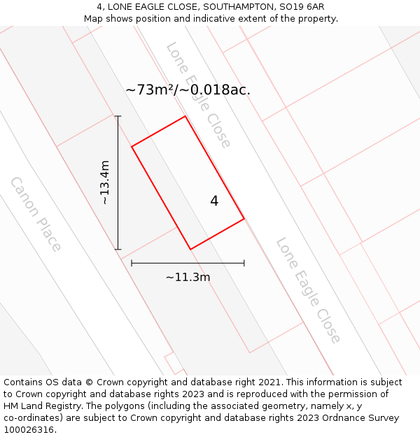 4, LONE EAGLE CLOSE, SOUTHAMPTON, SO19 6AR: Plot and title map