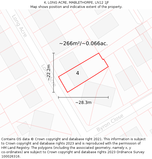 4, LONG ACRE, MABLETHORPE, LN12 1JF: Plot and title map