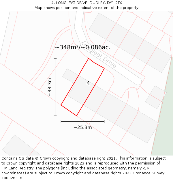 4, LONGLEAT DRIVE, DUDLEY, DY1 2TX: Plot and title map