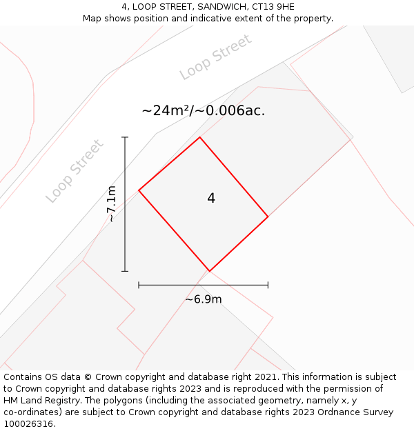 4, LOOP STREET, SANDWICH, CT13 9HE: Plot and title map