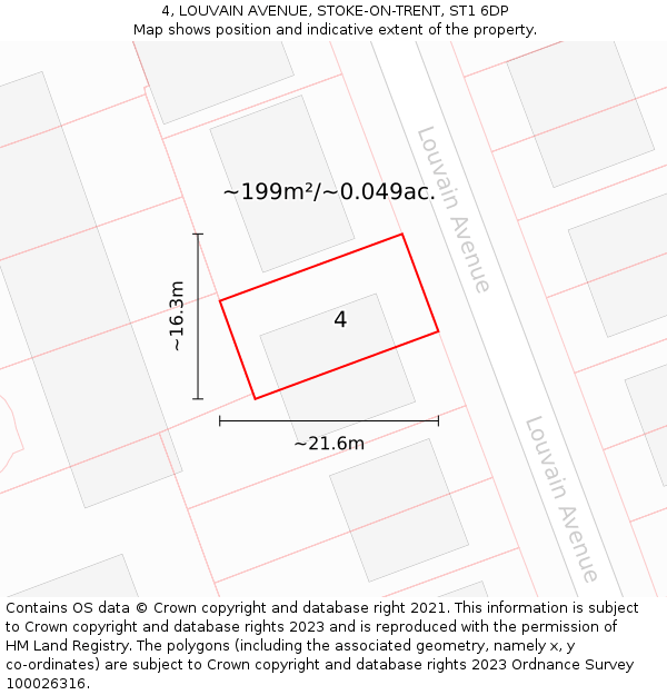 4, LOUVAIN AVENUE, STOKE-ON-TRENT, ST1 6DP: Plot and title map