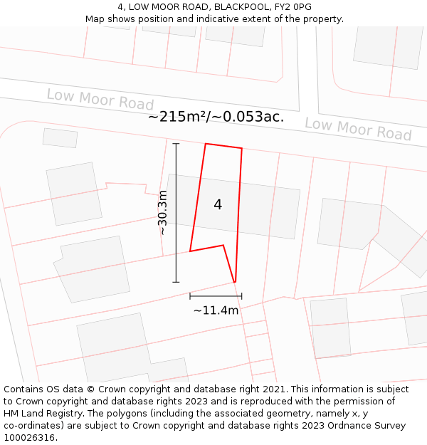 4, LOW MOOR ROAD, BLACKPOOL, FY2 0PG: Plot and title map