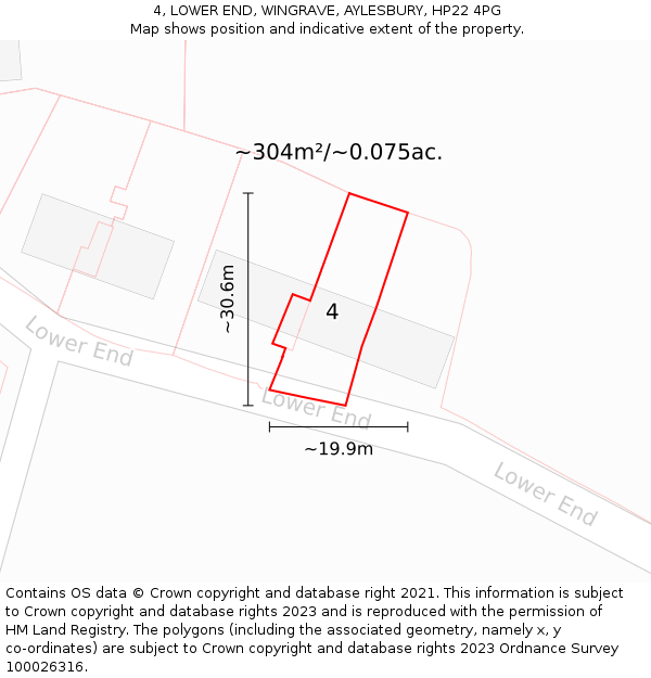 4, LOWER END, WINGRAVE, AYLESBURY, HP22 4PG: Plot and title map