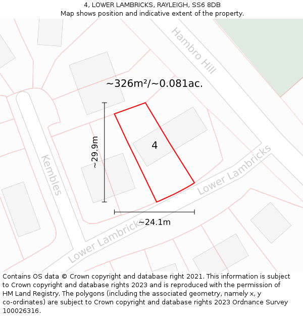 4, LOWER LAMBRICKS, RAYLEIGH, SS6 8DB: Plot and title map