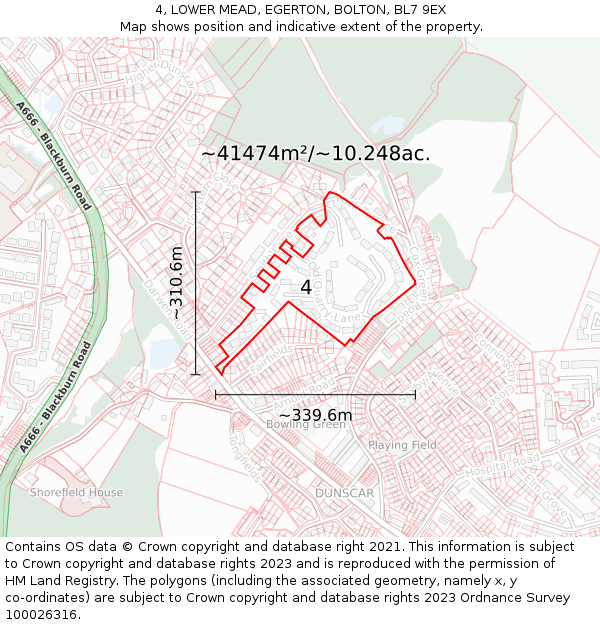 4, LOWER MEAD, EGERTON, BOLTON, BL7 9EX: Plot and title map