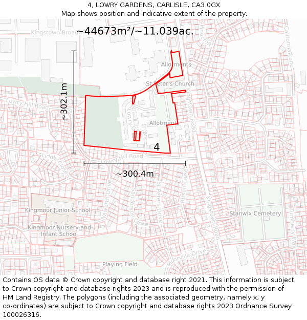 4, LOWRY GARDENS, CARLISLE, CA3 0GX: Plot and title map