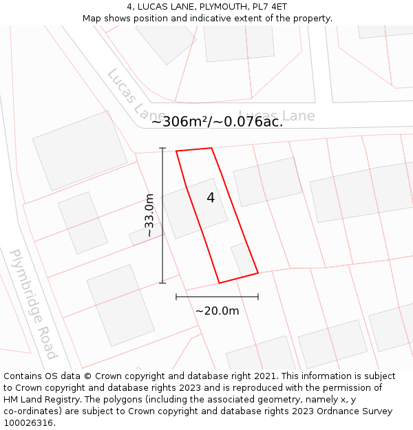 4, LUCAS LANE, PLYMOUTH, PL7 4ET: Plot and title map
