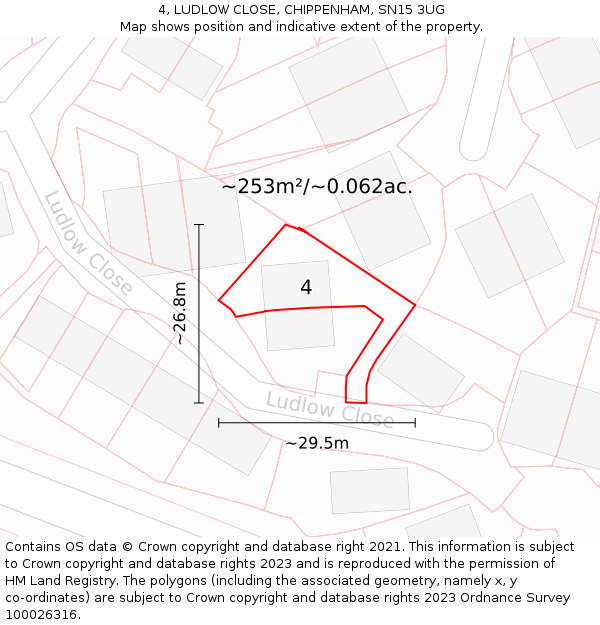4, LUDLOW CLOSE, CHIPPENHAM, SN15 3UG: Plot and title map
