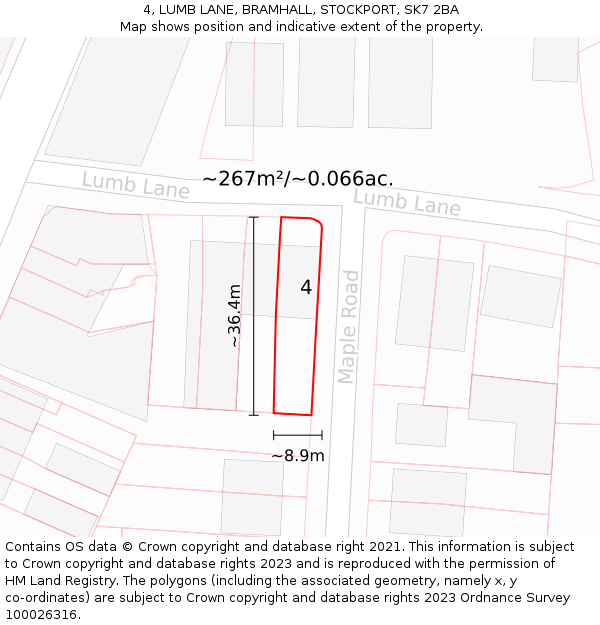 4, LUMB LANE, BRAMHALL, STOCKPORT, SK7 2BA: Plot and title map