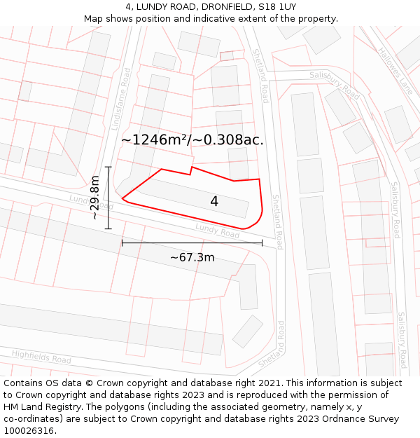 4, LUNDY ROAD, DRONFIELD, S18 1UY: Plot and title map