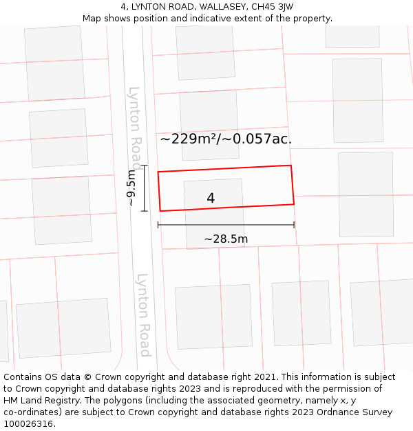 4, LYNTON ROAD, WALLASEY, CH45 3JW: Plot and title map