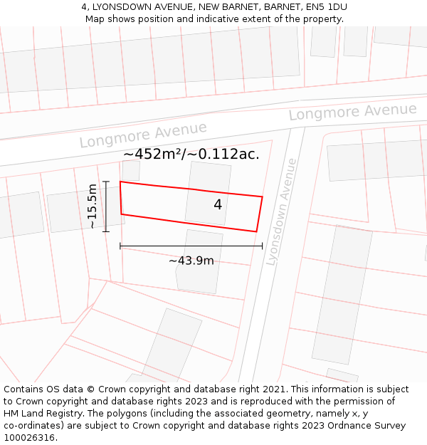 4, LYONSDOWN AVENUE, NEW BARNET, BARNET, EN5 1DU: Plot and title map
