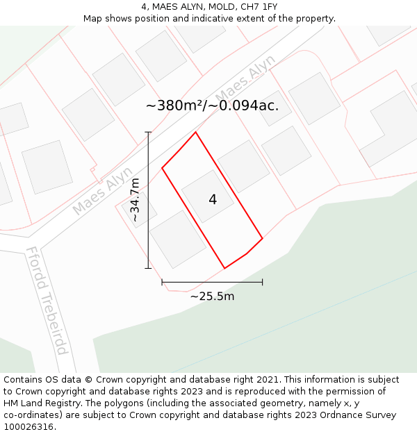4, MAES ALYN, MOLD, CH7 1FY: Plot and title map