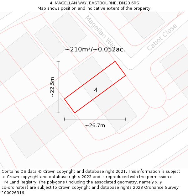 4, MAGELLAN WAY, EASTBOURNE, BN23 6RS: Plot and title map