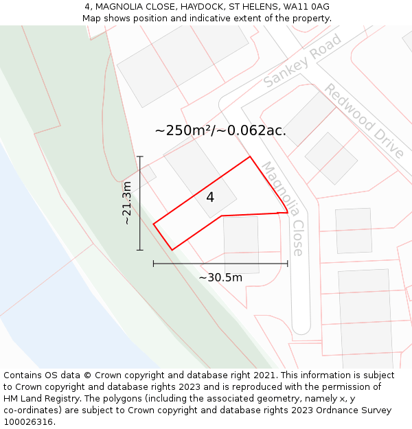 4, MAGNOLIA CLOSE, HAYDOCK, ST HELENS, WA11 0AG: Plot and title map
