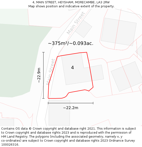 4, MAIN STREET, HEYSHAM, MORECAMBE, LA3 2RW: Plot and title map