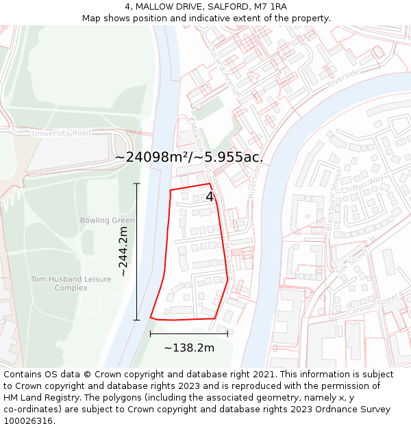 4, MALLOW DRIVE, SALFORD, M7 1RA: Plot and title map