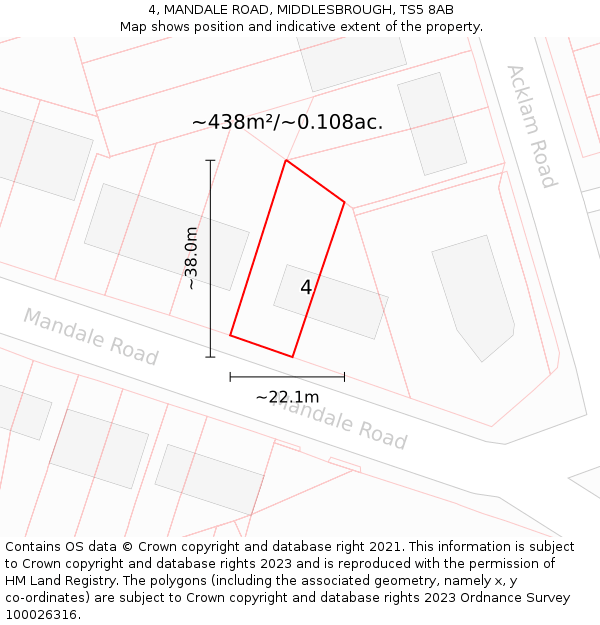 4, MANDALE ROAD, MIDDLESBROUGH, TS5 8AB: Plot and title map