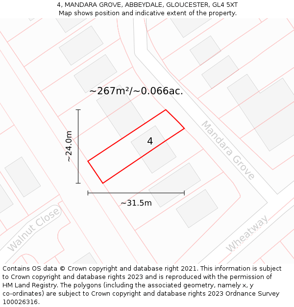 4, MANDARA GROVE, ABBEYDALE, GLOUCESTER, GL4 5XT: Plot and title map