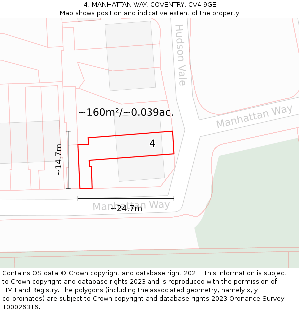 4, MANHATTAN WAY, COVENTRY, CV4 9GE: Plot and title map