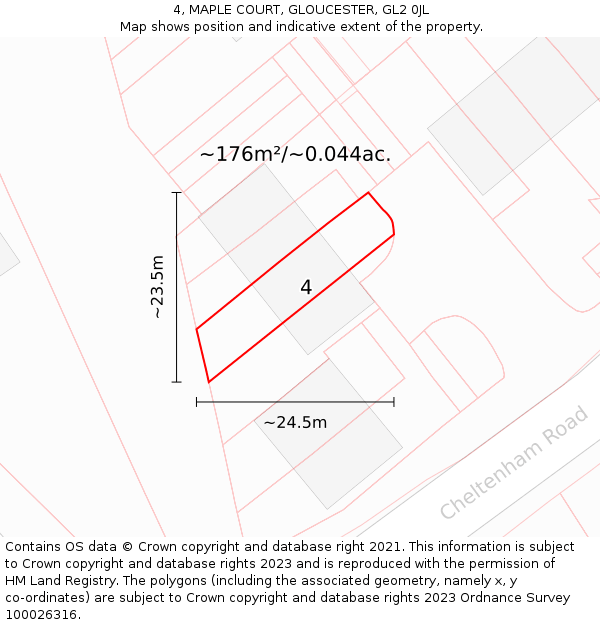 4, MAPLE COURT, GLOUCESTER, GL2 0JL: Plot and title map
