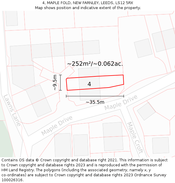 4, MAPLE FOLD, NEW FARNLEY, LEEDS, LS12 5RX: Plot and title map