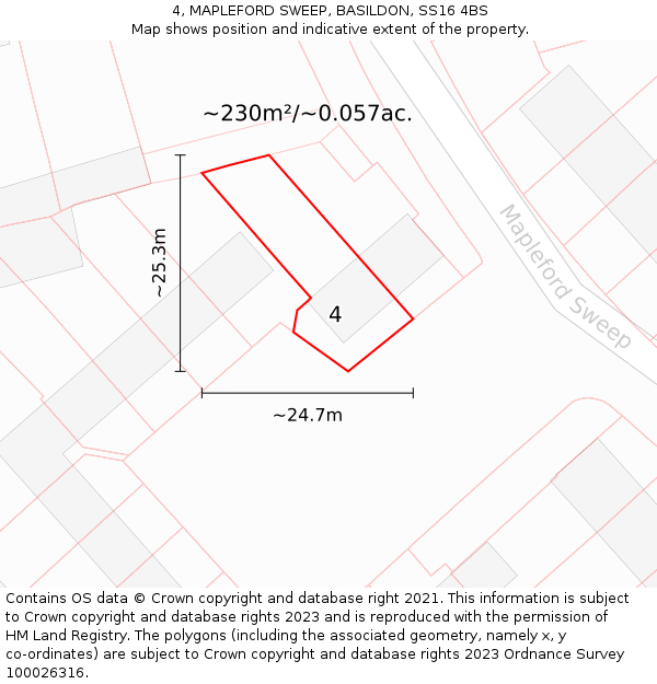 4, MAPLEFORD SWEEP, BASILDON, SS16 4BS: Plot and title map