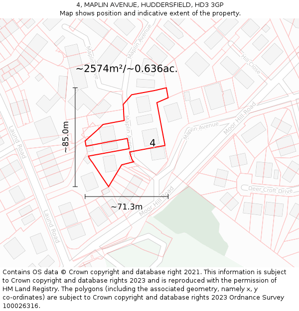 4, MAPLIN AVENUE, HUDDERSFIELD, HD3 3GP: Plot and title map