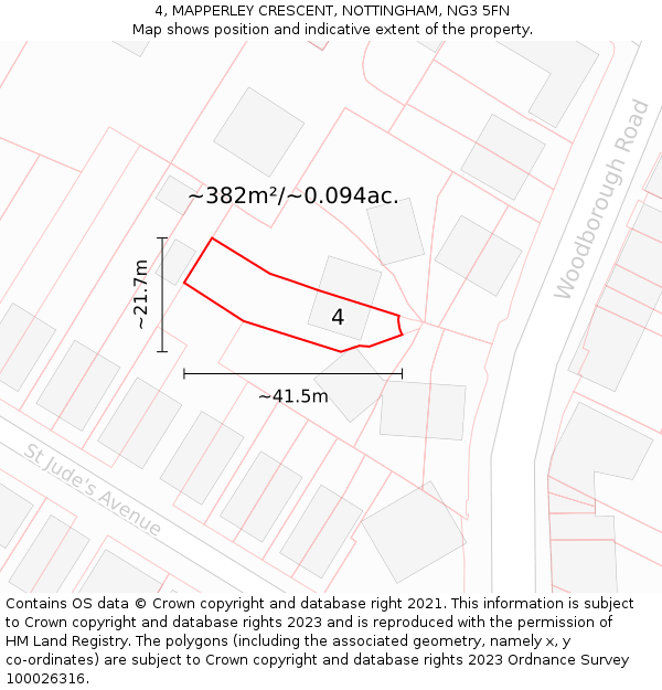 4, MAPPERLEY CRESCENT, NOTTINGHAM, NG3 5FN: Plot and title map