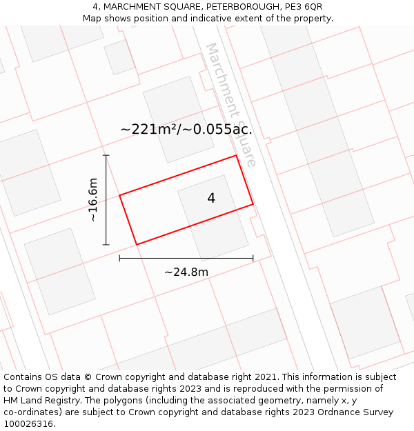 4, MARCHMENT SQUARE, PETERBOROUGH, PE3 6QR: Plot and title map