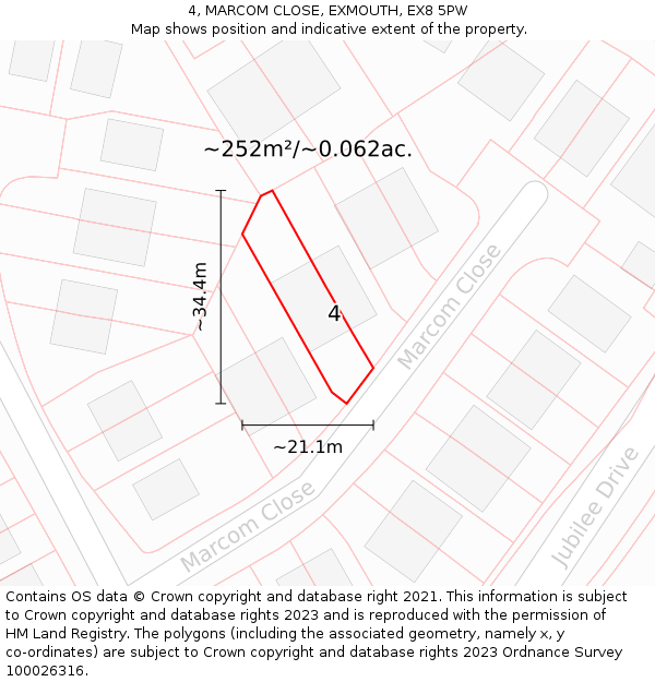 4, MARCOM CLOSE, EXMOUTH, EX8 5PW: Plot and title map