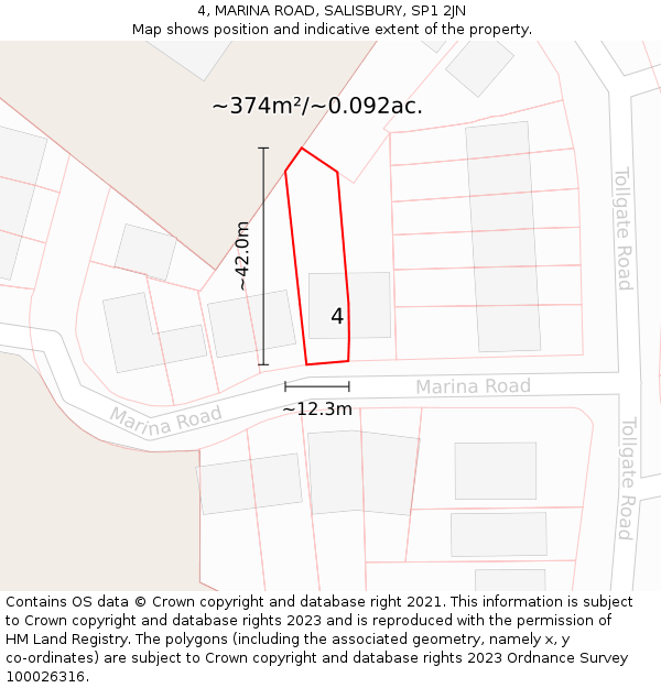 4, MARINA ROAD, SALISBURY, SP1 2JN: Plot and title map