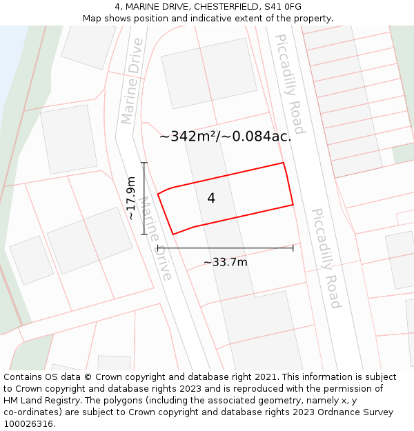 4, MARINE DRIVE, CHESTERFIELD, S41 0FG: Plot and title map