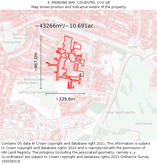 4, MARJORIE WAY, COVENTRY, CV3 1JR: Plot and title map