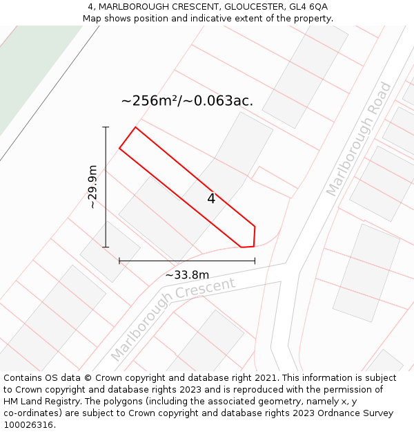 4, MARLBOROUGH CRESCENT, GLOUCESTER, GL4 6QA: Plot and title map