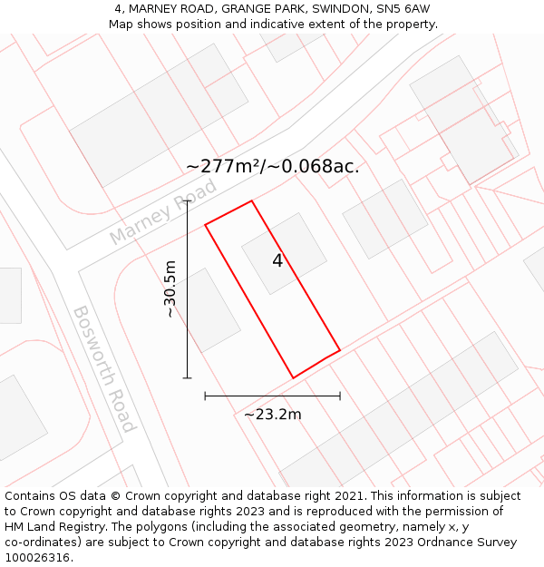 4, MARNEY ROAD, GRANGE PARK, SWINDON, SN5 6AW: Plot and title map